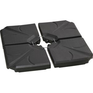 Outsunny Base per Ombrellone in HDPE da 4 Pezzi, Riempibili con Acqua e Sabbia max 18kg, 103x103x8.3 cm, Nero