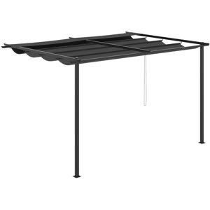 Outsunny Gazebo Pergola in Acciaio e Poliestere con Tettuccio Protettivo Scorrevole, 390x290x220 cm