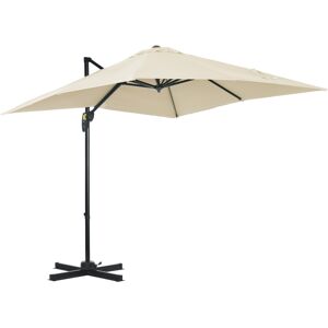 Outsunny Ombrellone da Giardino con Angolazione Regolabile su 5 Livelli e a 360°, 245x245x248 cm, color Crema