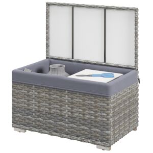 Outsunny Baule da Giardino in Rattan PE con Rivestimento Interno in Tessuto Impermeabile, 76x45x48cm, Grigio