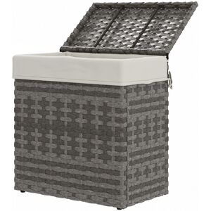 Outsunny Cesta Contenitore da Giardino e Casa in Rattan con Tessuto Interno, 57x34x62cm, Grigio