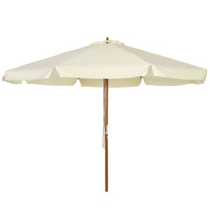 Outsunny Ombrellone da Giardino con Doppio Tettuccio, in Legno di Bambù e Poliestere, Ø325x250 cm, Beige