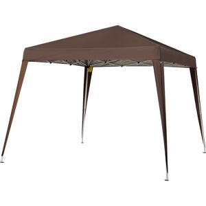 Outsunny Gazebo Pieghevole da Giardino 2.4x2.4m con Struttura in Acciaio e Corde Antivento, Caffè