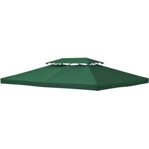 Outsunny Copertura per Gazebo 4x3 m a 2 Livelli in Poliestere con Cinghie e 10 Fori di Drenaggio, Verde