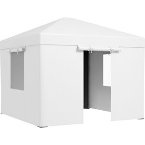 Outsunny Copertura per Gazebo 3x3 m in PE Impermeabile con Porte a Cerniera e Finestre, Bianco