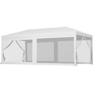 Outsunny Gazebo da Giardino per Feste con 6 Pareti Rimovibili a Zanzariera, 582x295x255cm, Bianco