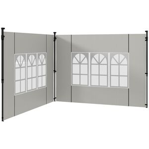 Outsunny Set 2 Pareti Laterali per Gazebo 3x3 m e 3x6m con Finestre, in PE e Plastica, 293x193 cm, Bianco