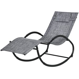 Outsunny Sedia Sdraio a Dondolo Zero-Gravity da Esterno Impermeabile con Poggiatesta, 155x61x88 cm, Grigio