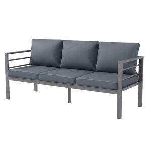 Outsunny Divano da Giardino 3 Posti con Cuscini per Seduta e Schienale, in Alluminio, 185x66x64 cm, Grigio