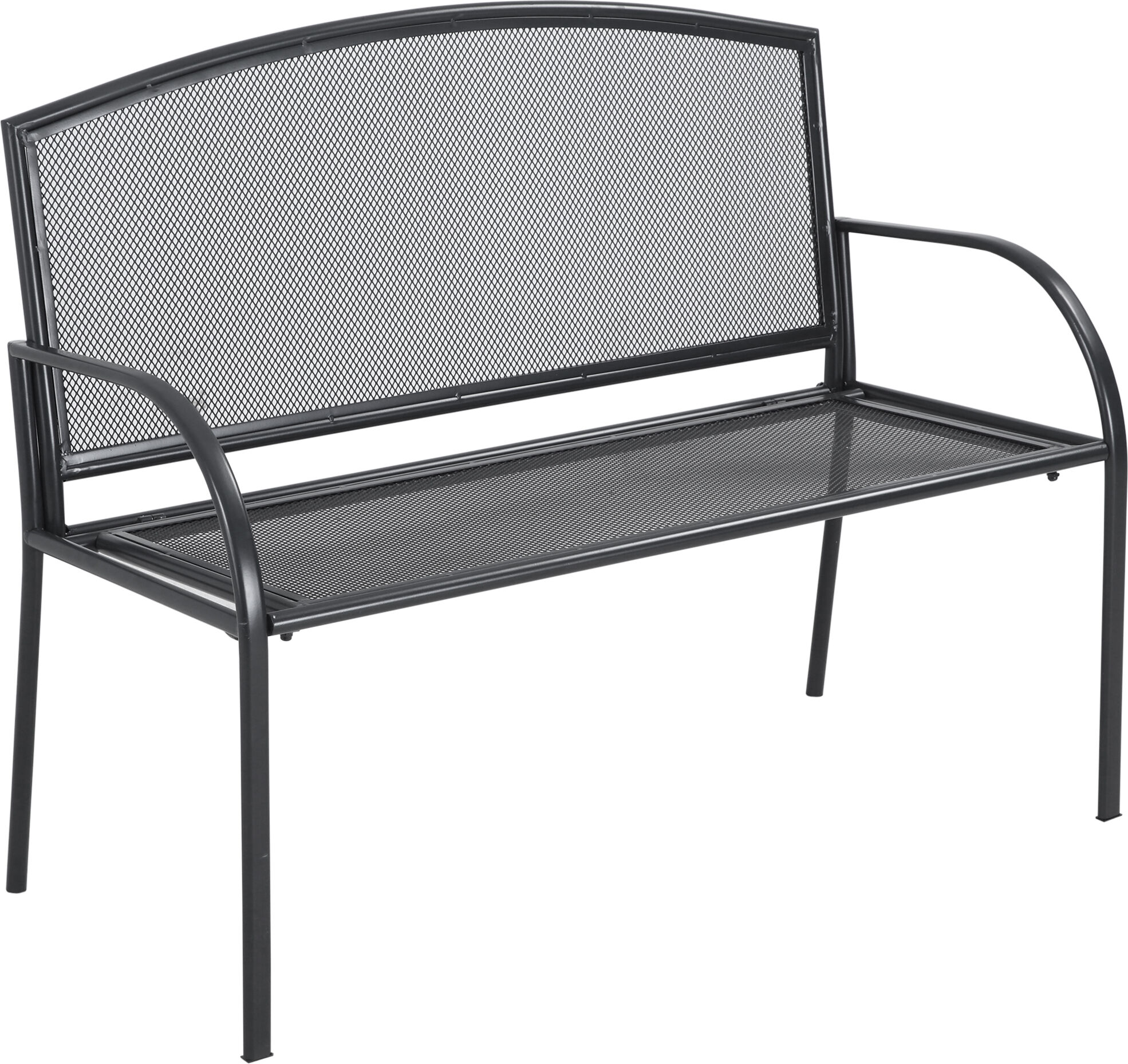 Outsunny Panchina da Giardino a 2 Posti in Acciaio, Panca da Esterno con Braccioli per Terrazza e Parco, 110.5x53.5x89cm, Grigio