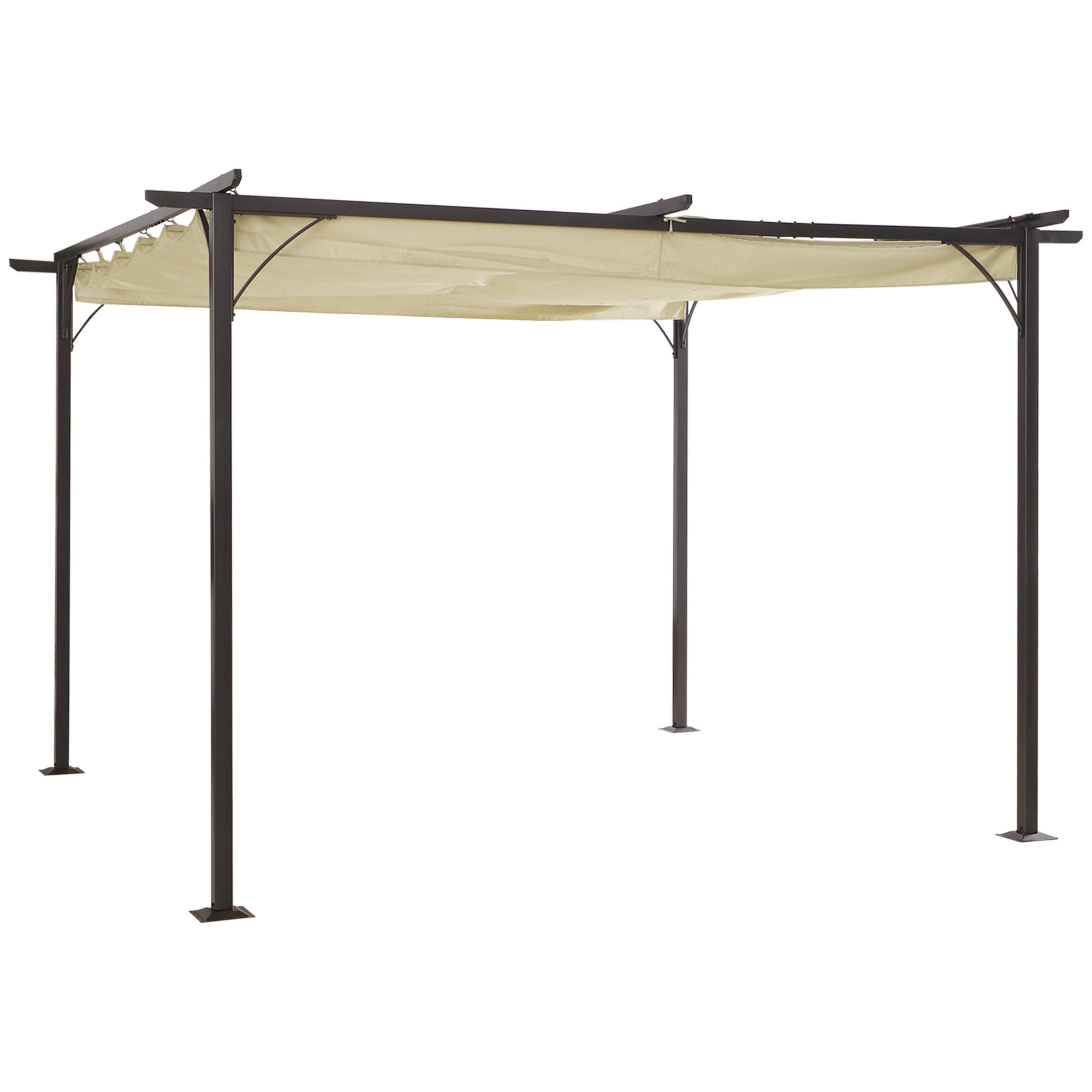 Outsunny Gazebo Pergola da Giardino per Esterno in Poliestere Struttura in Acciaio, Bianco, 350 x 350 x 230 cm