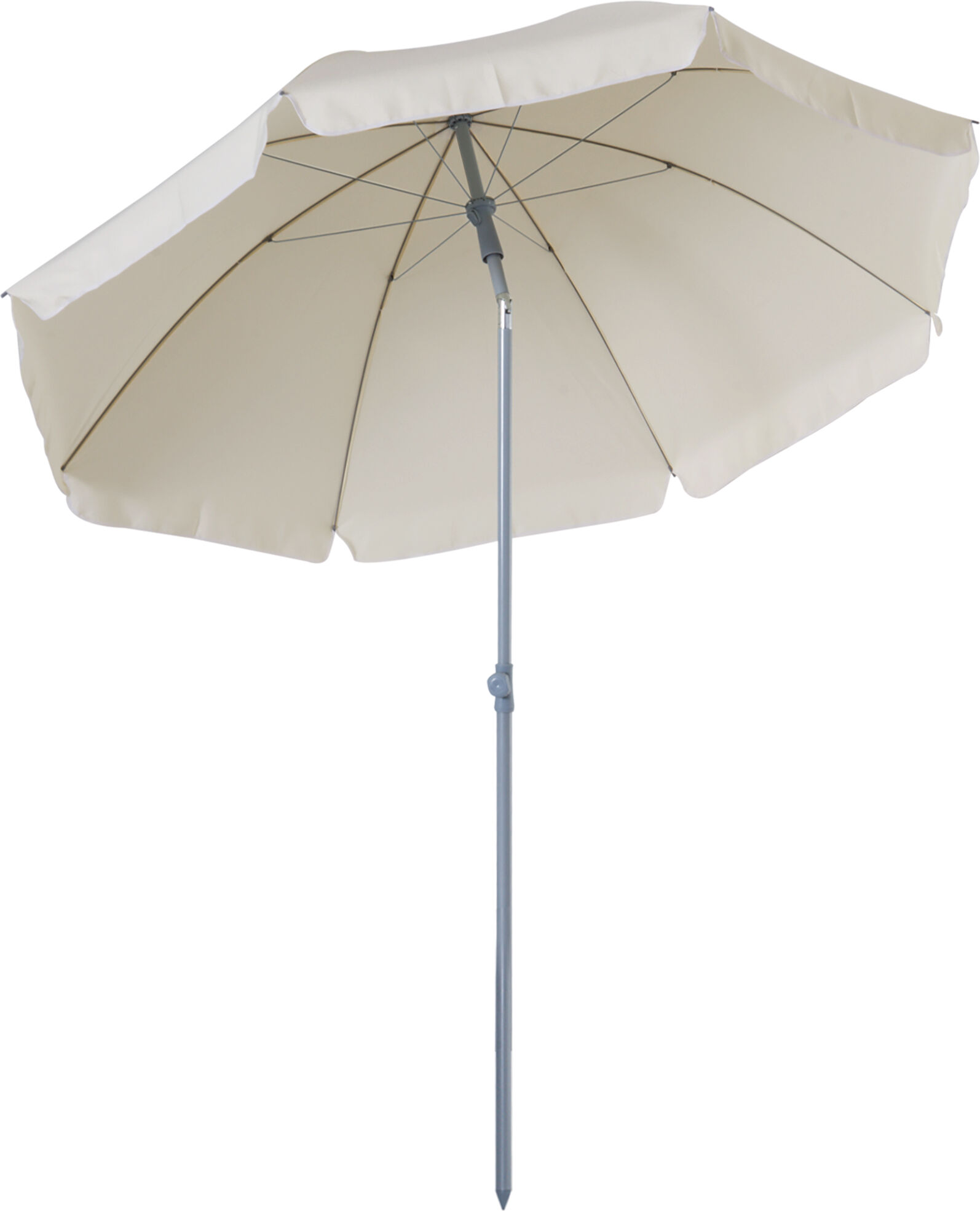 Outsunny Ombrellone da Esterno, Giardino, Terrazza Portatile Φ202cm con Tettuccio Inclinabile in Poliestere Bianco crema