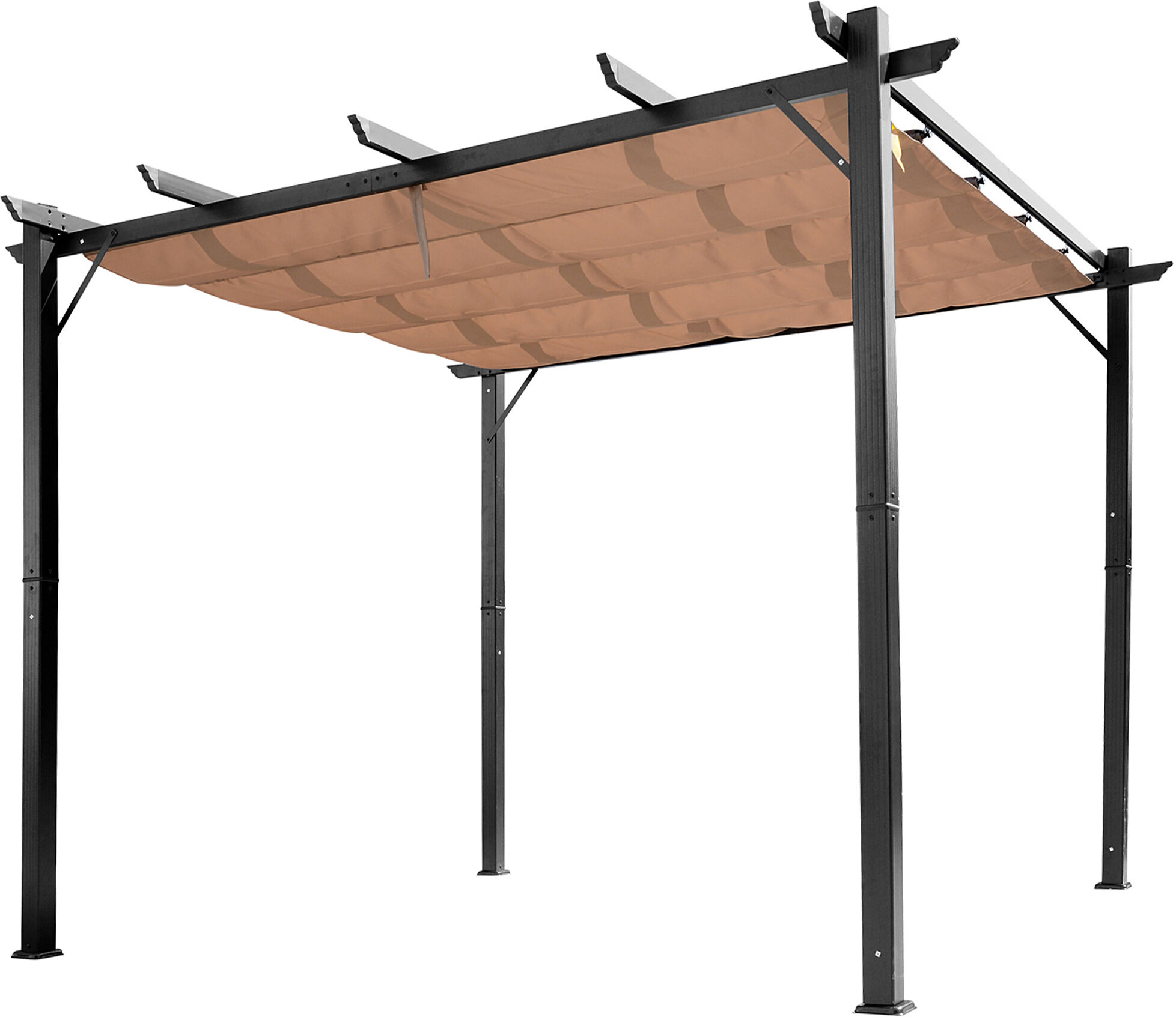 Outsunny Gazebo Pergola da Giardino 3x4x2.23m Telo Scorrevole Poliestere Impermeabile Struttura in Alluminio