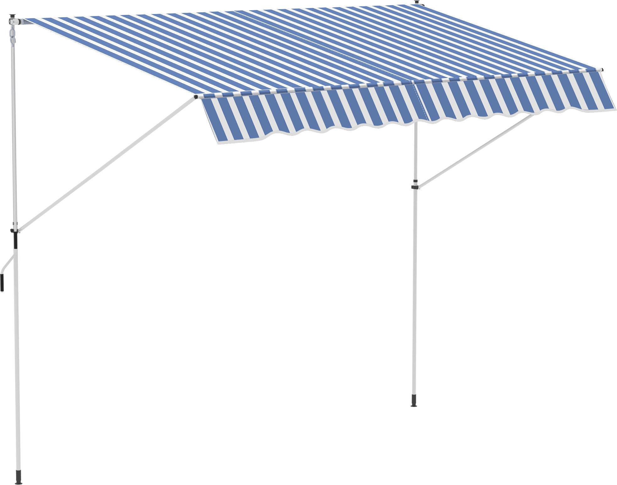 Outsunny Tenda da Sole a Bracci con Manovella, Struttura Telescopica in Metallo e Parasole in Poliestere 300x150cm Blu e Bianco