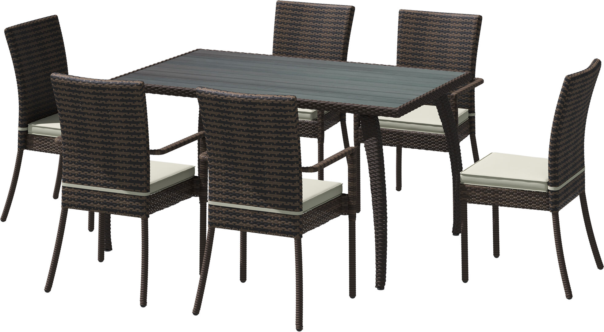 Outsunny Set Mobili da Giardino Tavolo da Pranzo, Tavolino e Sedie da Giardino 7pz con Cuscini Rattan