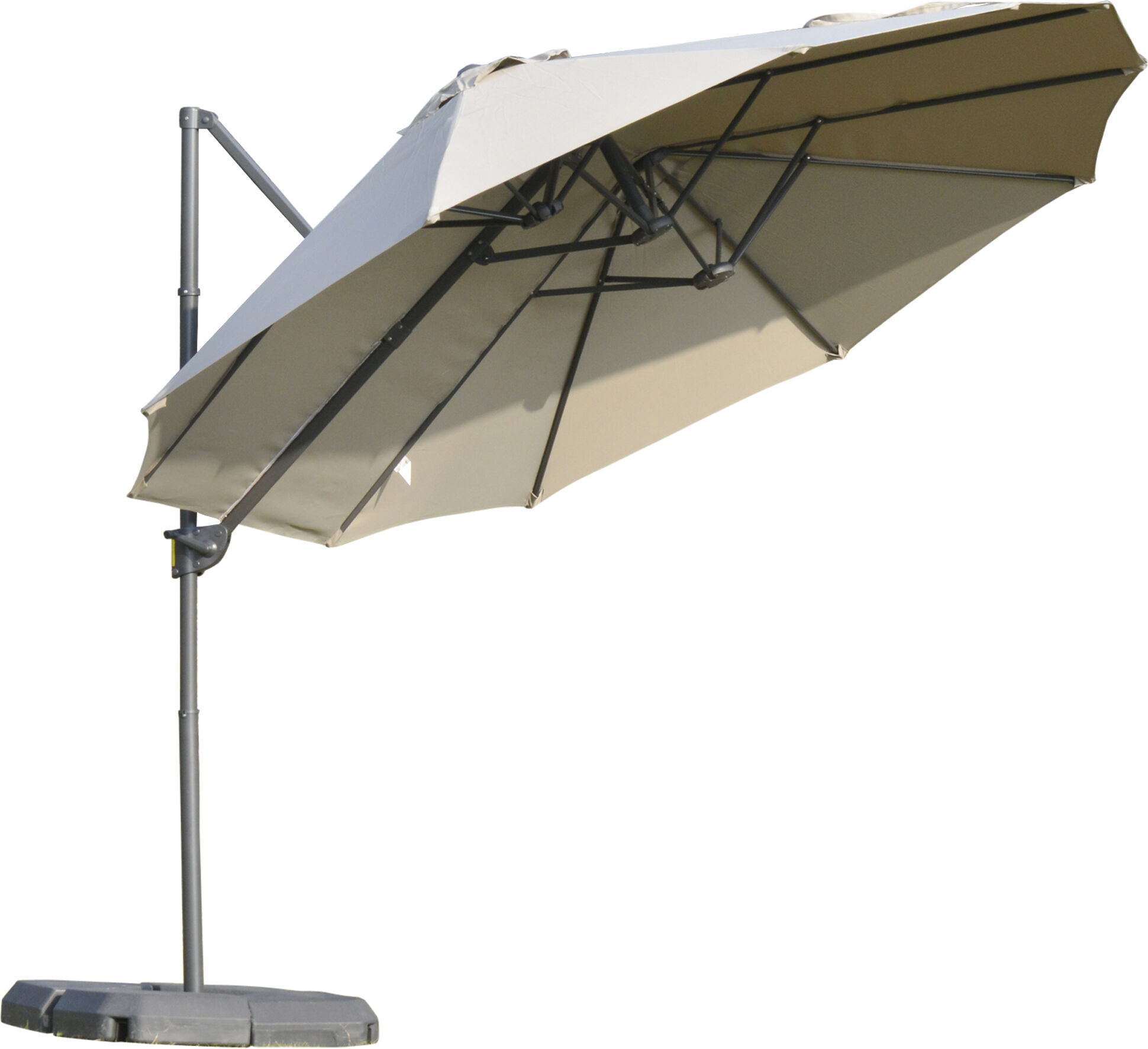 Outsunny Ombrellone Doppio da Giardino in Metallo e Poliestere Anti-UV Impermeabile con Manovella, 440x270x250cm, Marrone