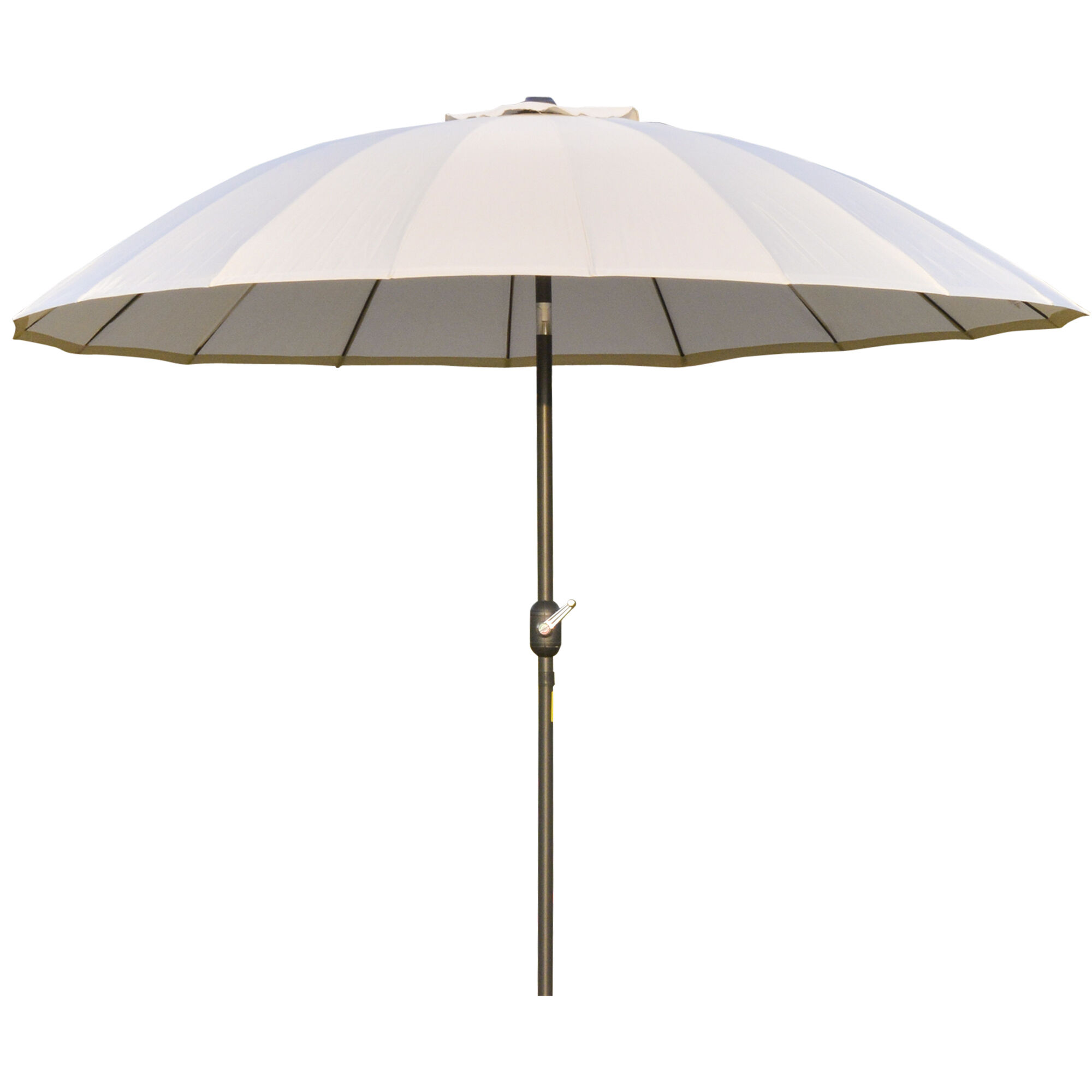 Outsunny Ombrellone da Giardino e Terrazza con Manovella, 18 Stecche e Testa Inclinabile, Ф255x240cm Crema