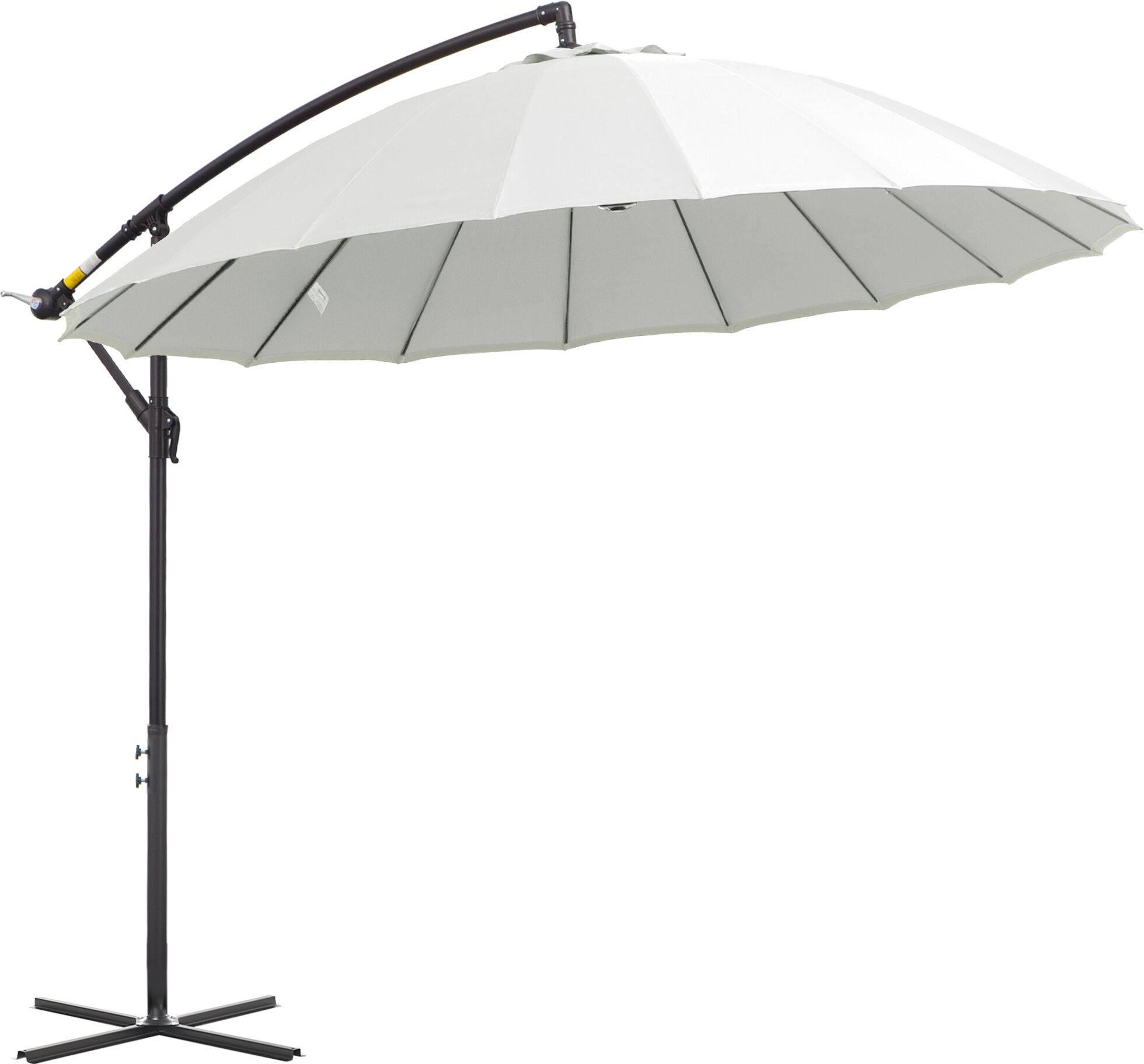 Outsunny Ombrellone Decentrato da Giardino Φ296cm, Ombrellone a Braccio per Esterni Bianco Crema con Base a Croce