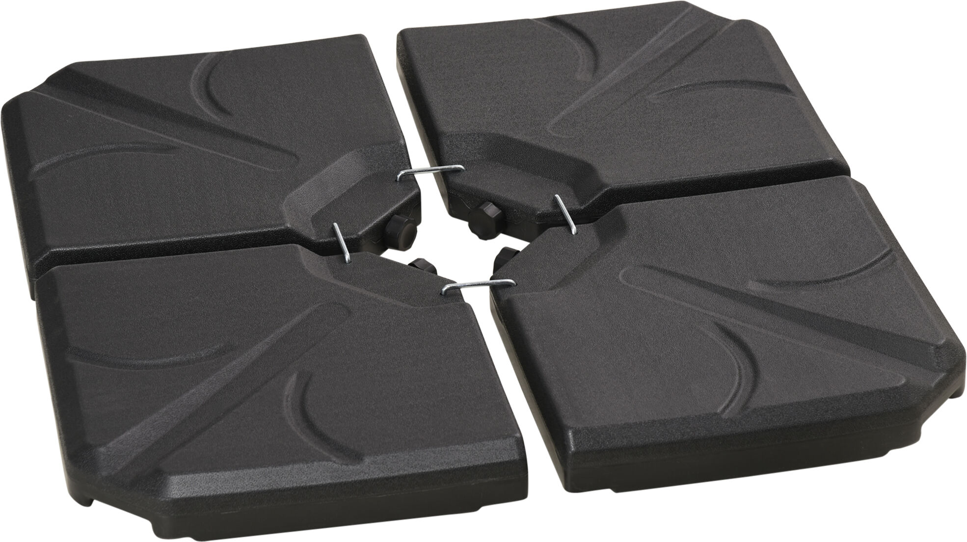 Outsunny Base per Ombrellone in HDPE da 4 Pezzi, Riempibili con Acqua e Sabbia max 18kg, 103x103x8.3 cm, Nero