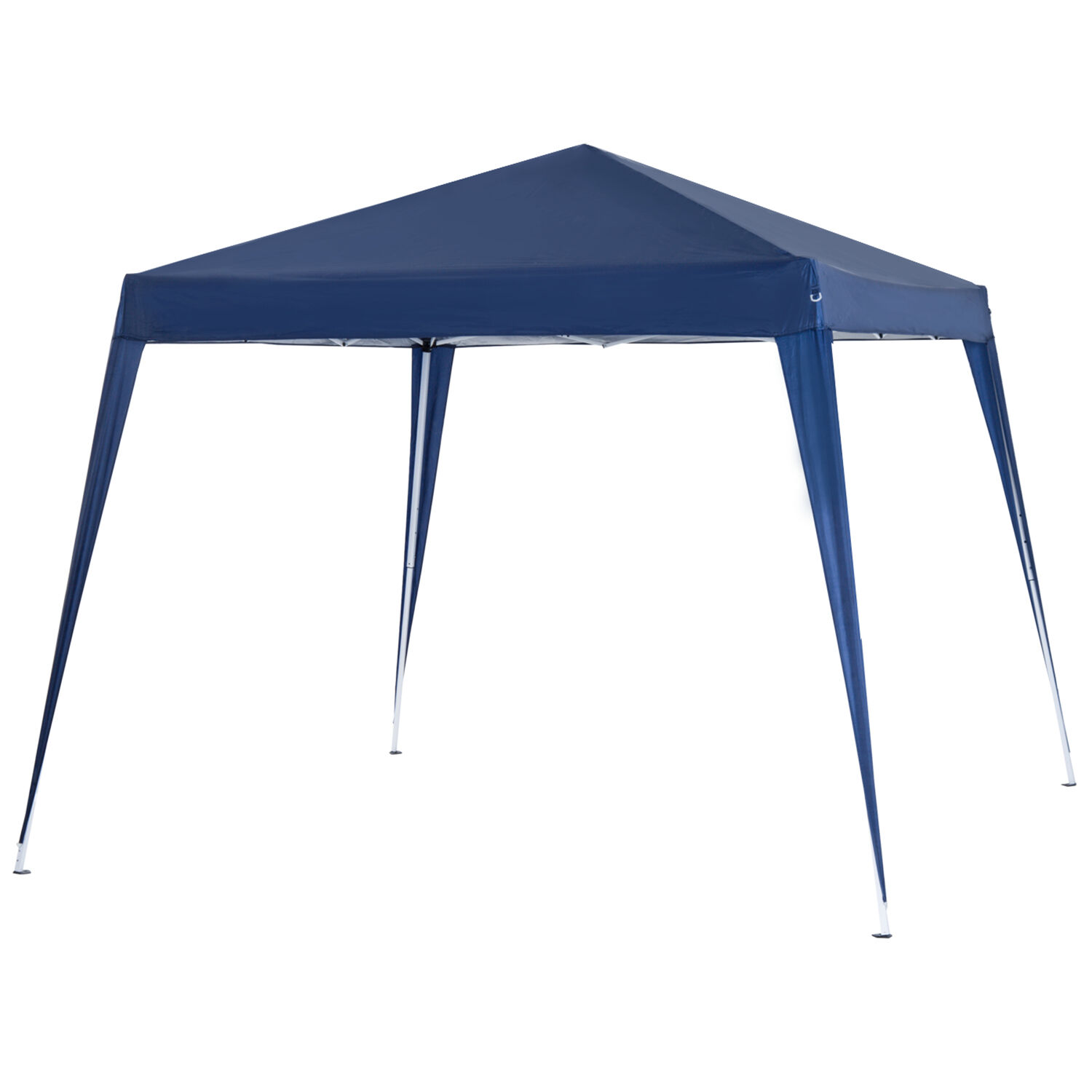 Outsunny Gazebo Pieghevole da Giardino 2.4x2.4m con Struttura in Acciaio e Corde Antivento, Blu