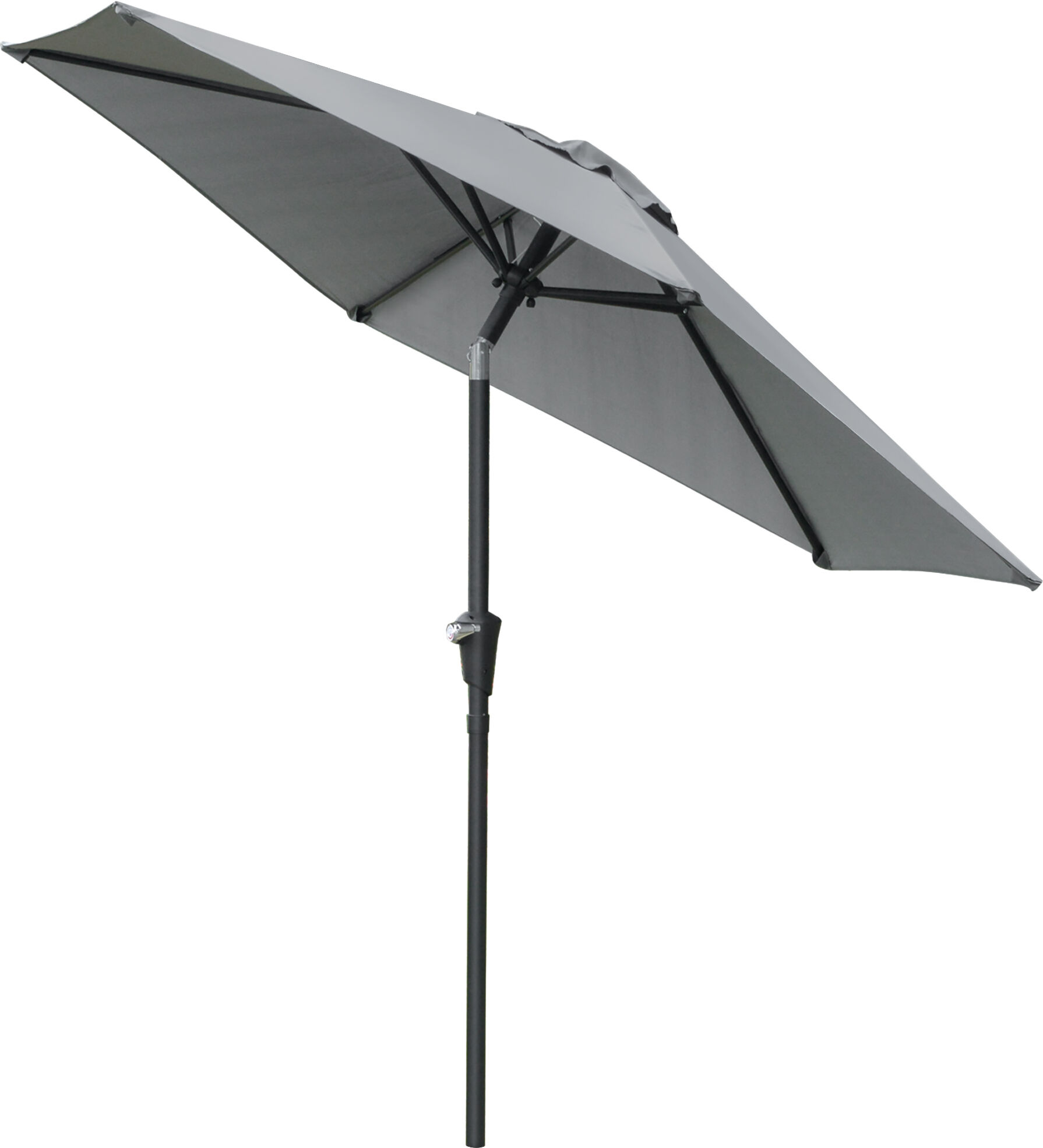 Outsunny Ombrellone da Giardino Inclinabile 2.3x2m con Apertura a Manovella e 6 Stecche, Grigio