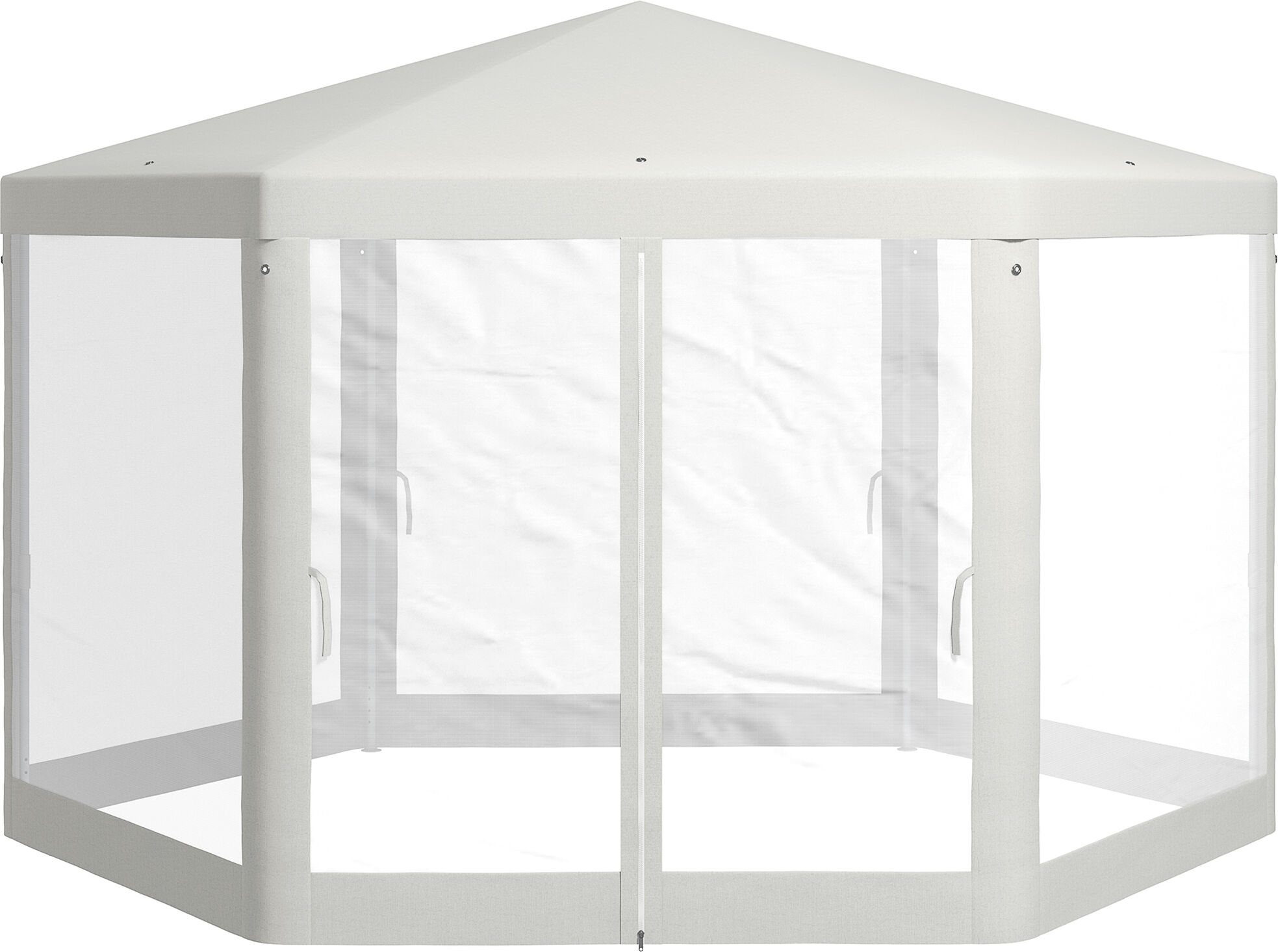 Outsunny Gazebo da Giardino Esagonale con Doppio Ingresso, in Metallo e Poliestere, 3.94x3.94x2.5 m, Crema