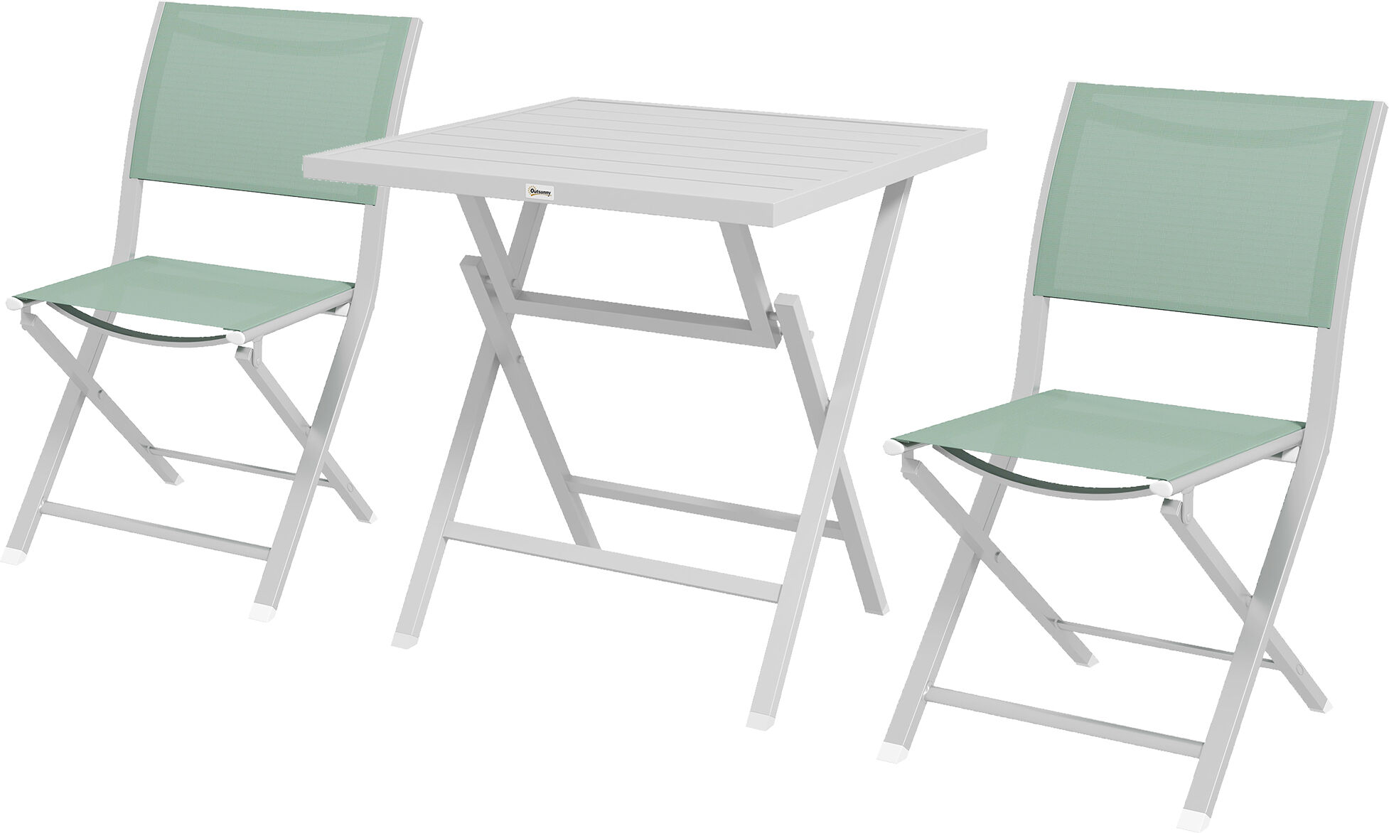 Outsunny Set da Giardino 3pz Pieghevoli in Alluminio con 2 Sedie 47x54x83 cm e Tavolo 70x70x72 cm, Verde