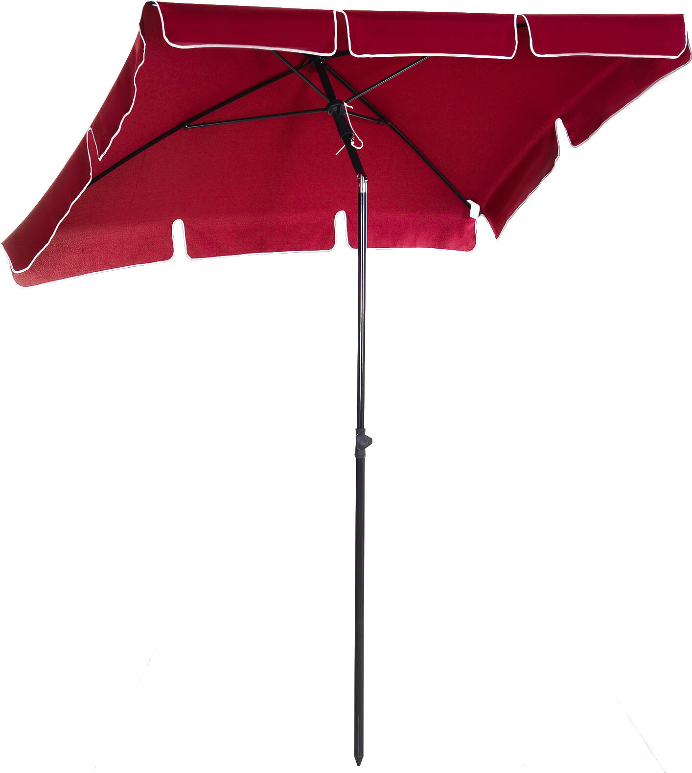 Outsunny Ombrellone da Giardino Rettangolare con Inclinazione Regolabile e Palo in Alluminio, 198x130x240cm, Rosso e Nero