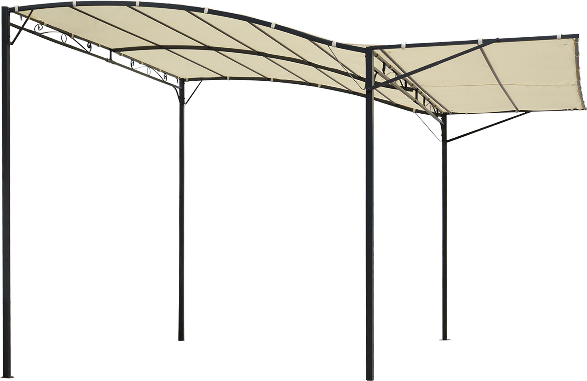 Outsunny Gazebo Pergola da Giardino in Acciaio con Copertura, Tettoia Apribile, Tessuto Beige 300x250cm   Aosom Italy