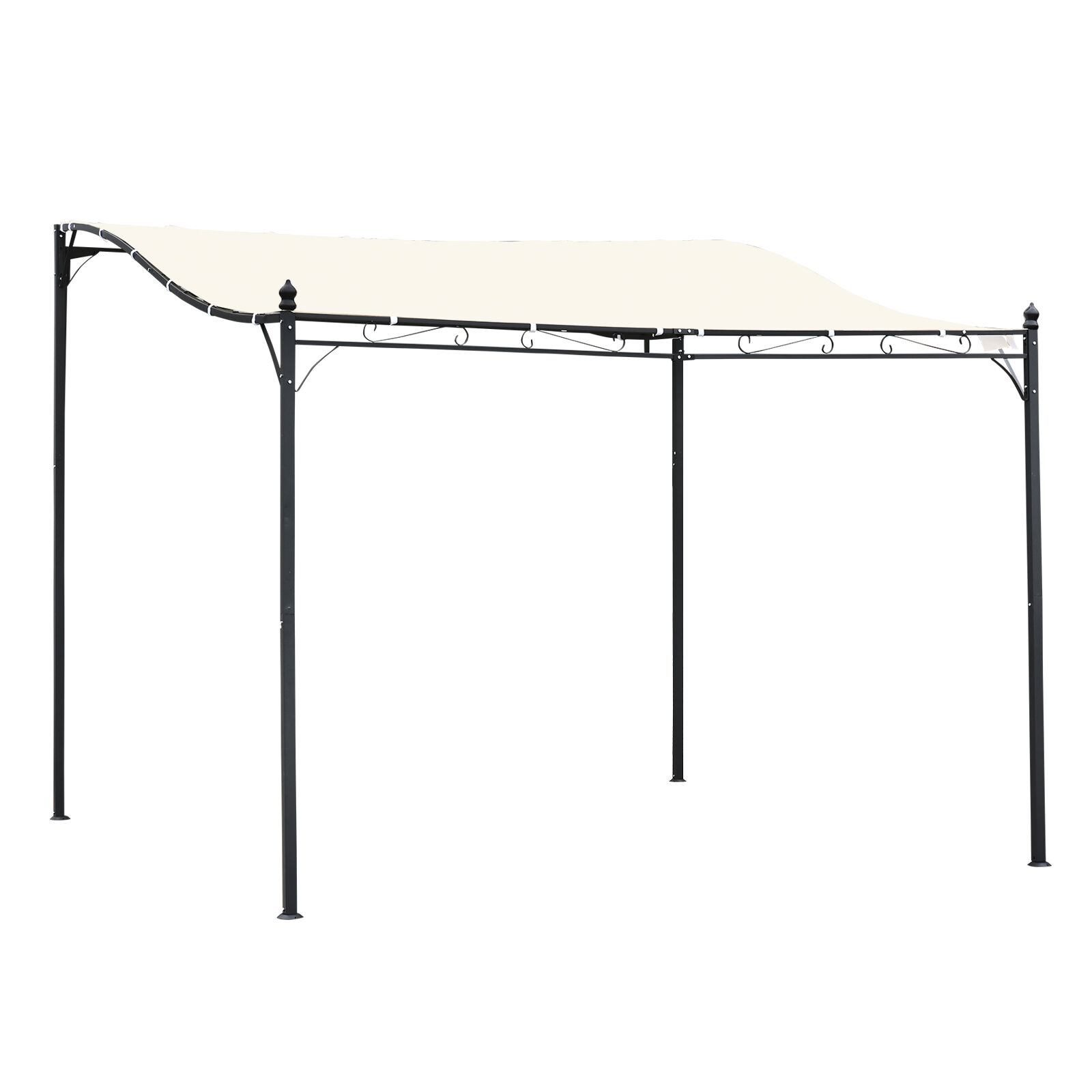 Outsunny Gazebo Pergola 3x3m da Esterno, Giardino o Terrazzo con Tenda Crema