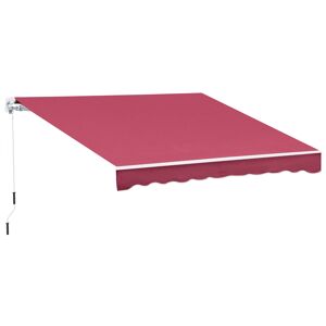 Outsunny Tenda da Sole per Esterno Avvolgibile a Manovella in Metallo e Alluminio, 395x245cm, Rosso Scuro