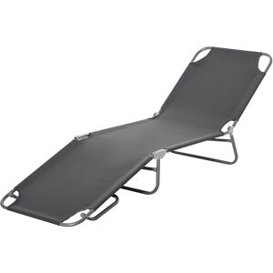 Outsunny Sdraio da Giardino Pieghevole, Lettino Prendisole in Metallo e Tessuto Oxford, Traspirante, 180x55x24cm - Grigio Aosom Outsunny Sdraio da Giardino Pieghevole, Lettino Prendisole in Metallo e Tessuto Oxford, Traspirante, 180x55x24cm - Grigio Aosom
