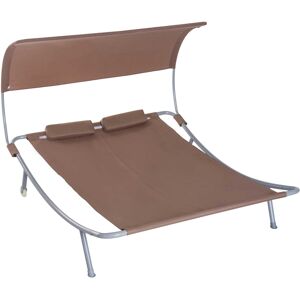 Outsunny Lettino Prendisole 2 Posti Design Contemporaneo Tetto Regolabile 2 Ruote 2 Cuscini Acciaio Epoxy Poliestere Marrone scuro Outsunny Lettino Prendisole 2 Posti Design Contemporaneo Tetto Regolabile 2 Ruote 2 Cuscini Acciaio Epoxy Poliestere Marrone scuro