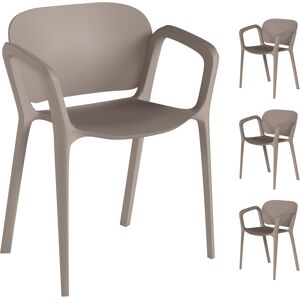 Outsunny Set 4 Sedie da Giardino Impilabili in Plastica Moderne con Braccioli 60x56x75 cm, Grigio Outsunny Set 4 Sedie da Giardino Impilabili in Plastica Moderne con Braccioli 60x56x75 cm, Grigio