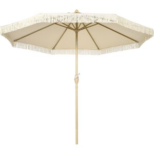 Outsunny Ombrellone da Giardino a Manovella Inclinabile e Palo a 2 Sezioni, Poliestere e Metallo, 2.6x2.4 m, Crema Outsunny Ombrellone da Giardino a Manovella Inclinabile e Palo a 2 Sezioni, Poliestere e Metallo, 2.6x2.4 m, Crema