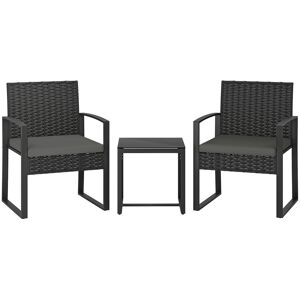 Outsunny Set bistro in rattan, set da giardino 3 pezzi con 2 sedie da giardino, tavolino, cuscini rimovibili grigio scuro Aosom Italy Outsunny Set bistro in rattan, set da giardino 3 pezzi con 2 sedie da giardino, tavolino, cuscini rimovibili grigio scuro Aosom Italy