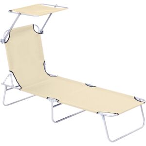 Outsunny Sdraio da Giardino Pieghevole con Tettuccio Regolabile e Schienale Reclinabile a 4 Livelli, Beige Outsunny Sdraio da Giardino Pieghevole con Tettuccio Regolabile e Schienale Reclinabile a 4 Livelli, Beige