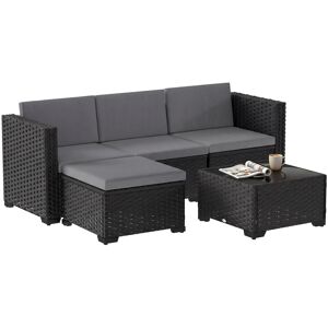 Outsunny 5-Piece Modular Wicker Garden Set with Cushions, Gray Corner Sofa Aosom Italy Outsunny 5-Piece Modular Wicker Garden Set with Cushions, Gray Corner Sofa Aosom Italy