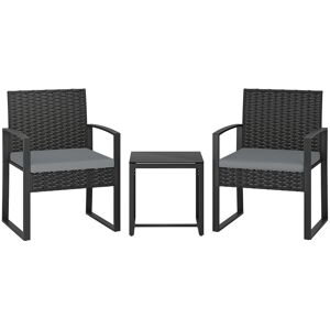 Outsunny Set di Mobili da Giardino in Rattan Sintetico con 2 Sedie con Cuscini Removibili e Tavolo con Piano in Vetro Grigio Aosom Italy Outsunny Set di Mobili da Giardino in Rattan Sintetico con 2 Sedie con Cuscini Removibili e Tavolo con Piano in Vetro Grigio Aosom Italy
