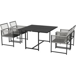 Outsunny Set mobili da giardino 5 pezzi, gruppo pranzo outdoor resistente alle intemperie, 1 tavolo, 4 sedie, Grigio chiaro + Nero Aosom Italy Outsunny Set mobili da giardino 5 pezzi, gruppo pranzo outdoor resistente alle intemperie, 1 tavolo, 4 sedie, Grigio chiaro + Nero Aosom Italy