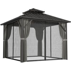 Outsunny Gazebo 3 x 3 m con tetto rigido e struttura in alluminio, tetto doppio in acciaio galvanizzato, grigio scuro Aosom Italy Outsunny Gazebo 3 x 3 m con tetto rigido e struttura in alluminio, tetto doppio in acciaio galvanizzato, grigio scuro Aosom Italy