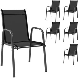 Outsunny Set 6 Sedie Impilabili e Traspiranti con Braccioli e Schienale Alto, in Metallo e Poliestere, 51L x 69P x 87A cm, Nero Aosom Italy Outsunny Set 6 Sedie Impilabili e Traspiranti con Braccioli e Schienale Alto, in Metallo e Poliestere, 51L x 69P x 87A cm, Nero Aosom Italy