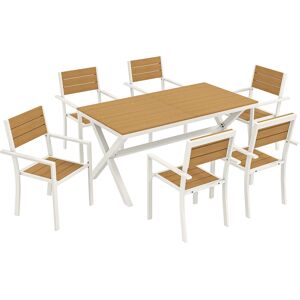 Outsunny Set Pranzo Esterni 7 Pezzi, Tavolo Sedie Impilabili Telaio Alluminio, Teak Aosom Italy Outsunny Set Pranzo Esterni 7 Pezzi, Tavolo Sedie Impilabili Telaio Alluminio, Teak Aosom Italy