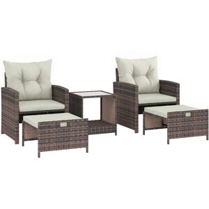 Outsunny Set Salotto da Giardino Mobili da Giardino 5 Pezzi Salvaspazio Marrone Aosom Italy Outsunny Set Salotto da Giardino Mobili da Giardino 5 Pezzi Salvaspazio Marrone Aosom Italy