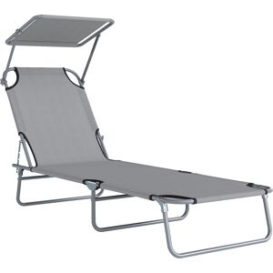 Outsunny Sdraio da Giardino Pieghevole con Tettuccio Regolabile e Schienale Reclinabile a 4 Livelli, Grigio Chiaro Outsunny Sdraio da Giardino Pieghevole con Tettuccio Regolabile e Schienale Reclinabile a 4 Livelli, Grigio Chiaro