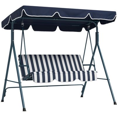 Outsunny Dondolo Giardino 3 Posti con Tetto Parasole, Dondolo da Esterno in Acciaio e Poliestere, 172x110x153 cm, Bianco e Blu Aosom Italy Outsunny Dondolo Giardino 3 Posti con Tetto Parasole, Dondolo da Esterno in Acciaio e Poliestere, 172x110x153 cm, Bianco e Blu Aosom Italy
