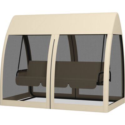 Outsunny Dondolo 3 posti Convertibile da Giardino 2 in 1 in Letto con Cuscini e Zanzariera, 240x140x197 cm, Caffè Aosom Italy Outsunny Dondolo 3 posti Convertibile da Giardino 2 in 1 in Letto con Cuscini e Zanzariera, 240x140x197 cm, Caffè Aosom Italy