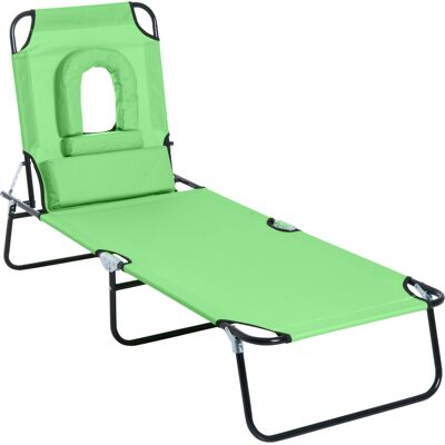Outsunny Sdraio Pieghevole Reclinabile con Foro per Lettura e Cuscino, Sdraio Pieghevole da Giardino in Acciaio e Tessuto Oxford, Verde Aosom Italy Outsunny Sdraio Pieghevole Reclinabile con Foro per Lettura e Cuscino, Sdraio Pieghevole da Giardino in Acciaio e Tessuto Oxford, Verde Aosom Italy