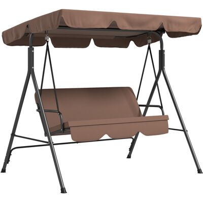 Outsunny Dondolo da Giardino a 3 Posti con Tettuccio Parasole Inclinabile e Cuscini, Dondolo da Esterno, 172x110x153 cm, Marrone e Nero Aosom Italy Outsunny Dondolo da Giardino a 3 Posti con Tettuccio Parasole Inclinabile e Cuscini, Dondolo da Esterno, 172x110x153 cm, Marrone e Nero Aosom Italy