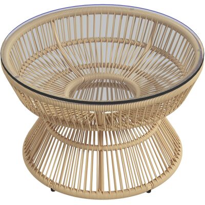 Tavolino da giardino Outsunny - Effetto rattan, Piatto in vetro Tavolino da giardino Outsunny - Effetto rattan, Piatto in vetro